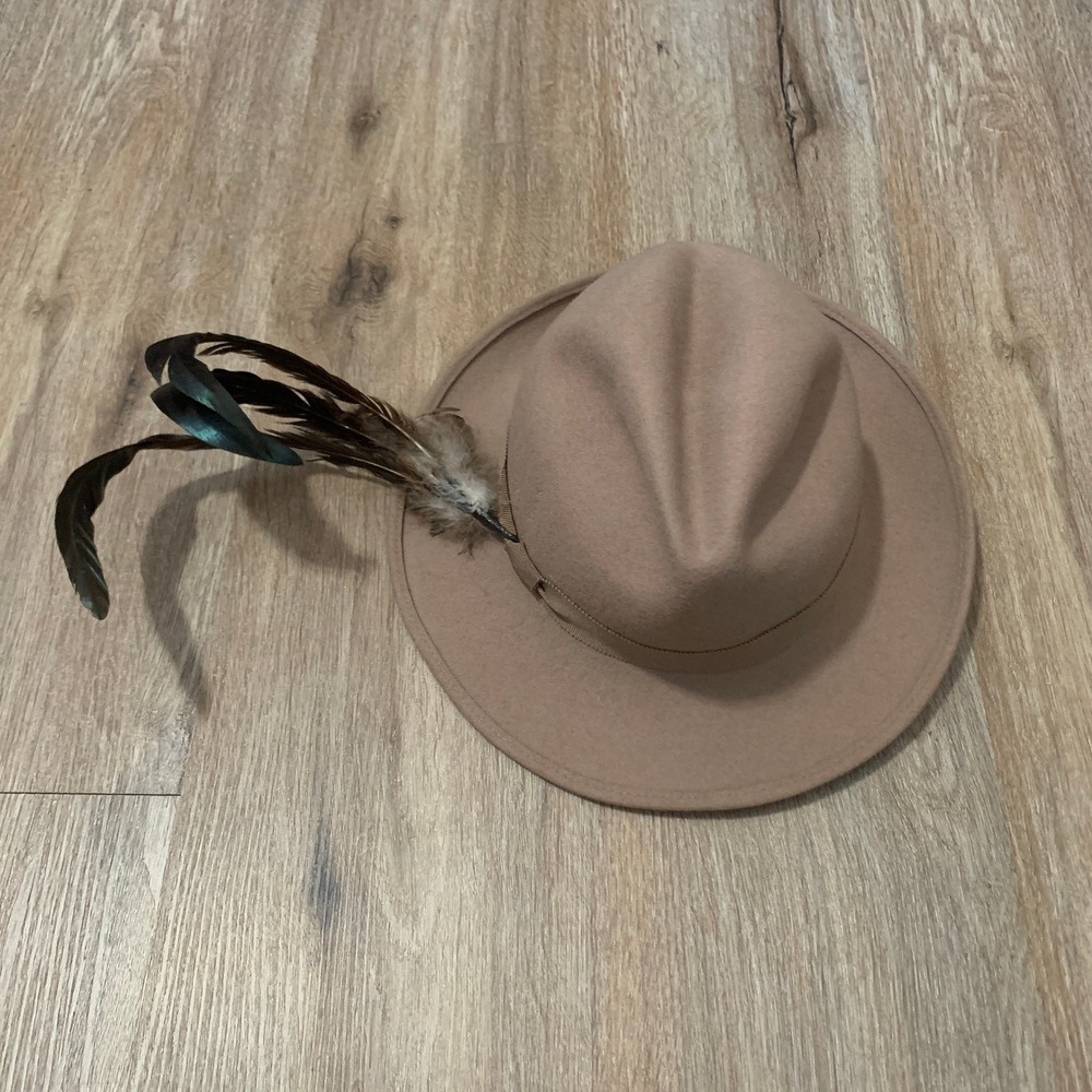 Vintage 1980s wool feather fedora, made in Germany: Hut Hölscher Mode - size 32